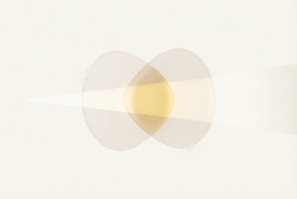 Abstract ivory forms overlapping in balance, lit by a champagne gold beam — Family Law