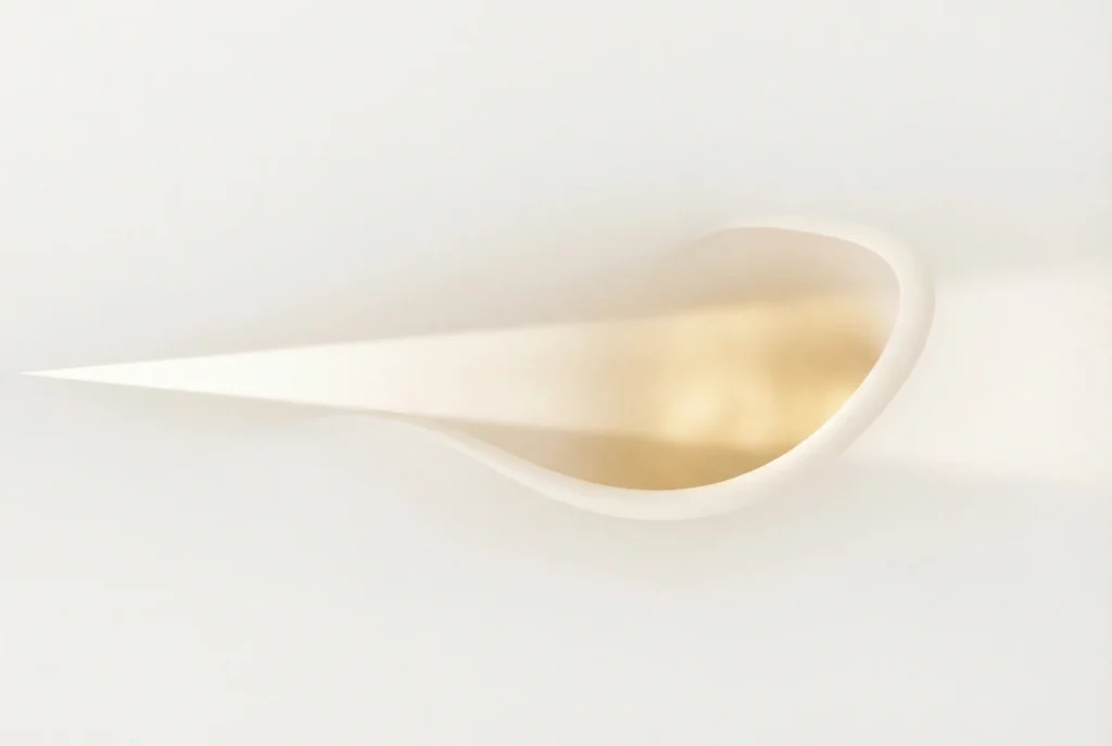 A soft organic ivory curve with a warm gold interior glow — Pet Law